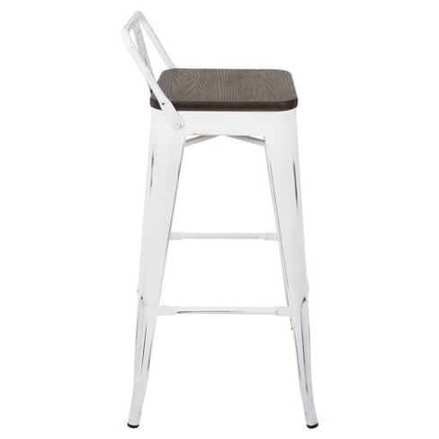 White Bar Stool with Wooden Top