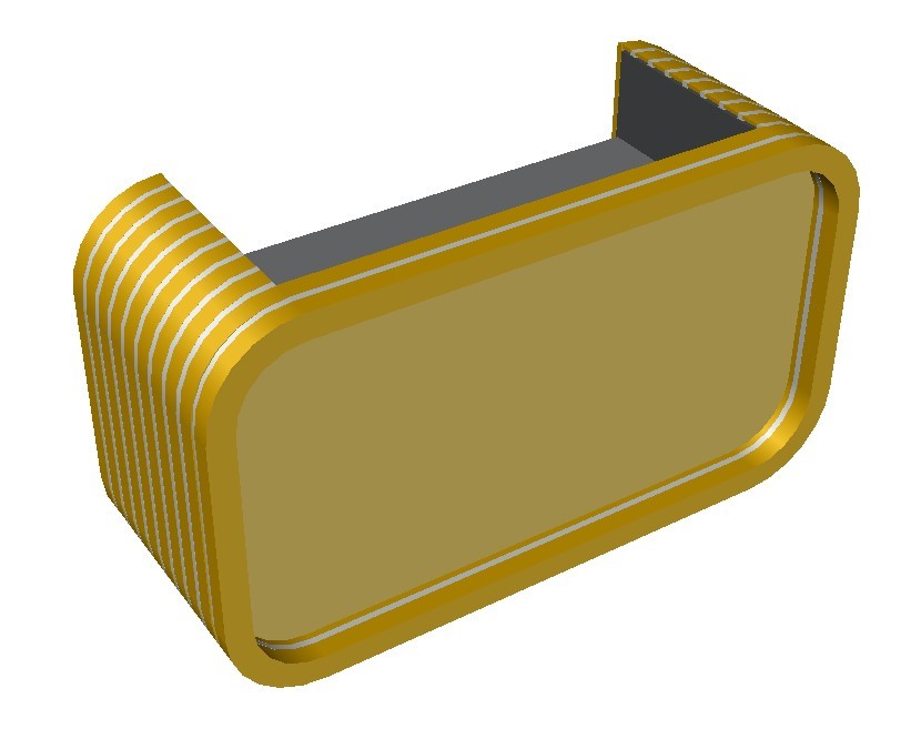 Gold mirror laminate DJ booth with curved LED ribs
