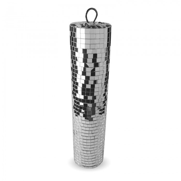40cm x 9cm Mirror Ball Cylinder - Silver